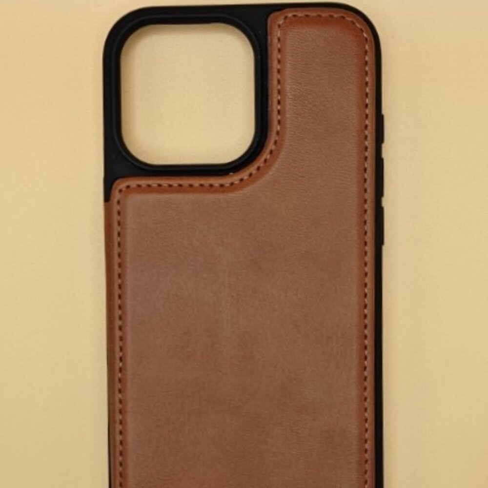 iPhone 16 Pro Max Wallet Case Magnetic Clasps RFID Shockproof-Brown-Sold